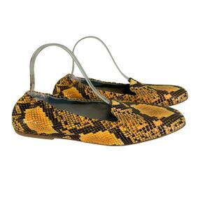 Aera Loafer Shoes Womens 42 US 12 Yellow Snakeskin Vegan Square Flat Italy NWOT